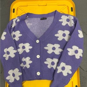 SHEIN Small Purple Floral Cardigan